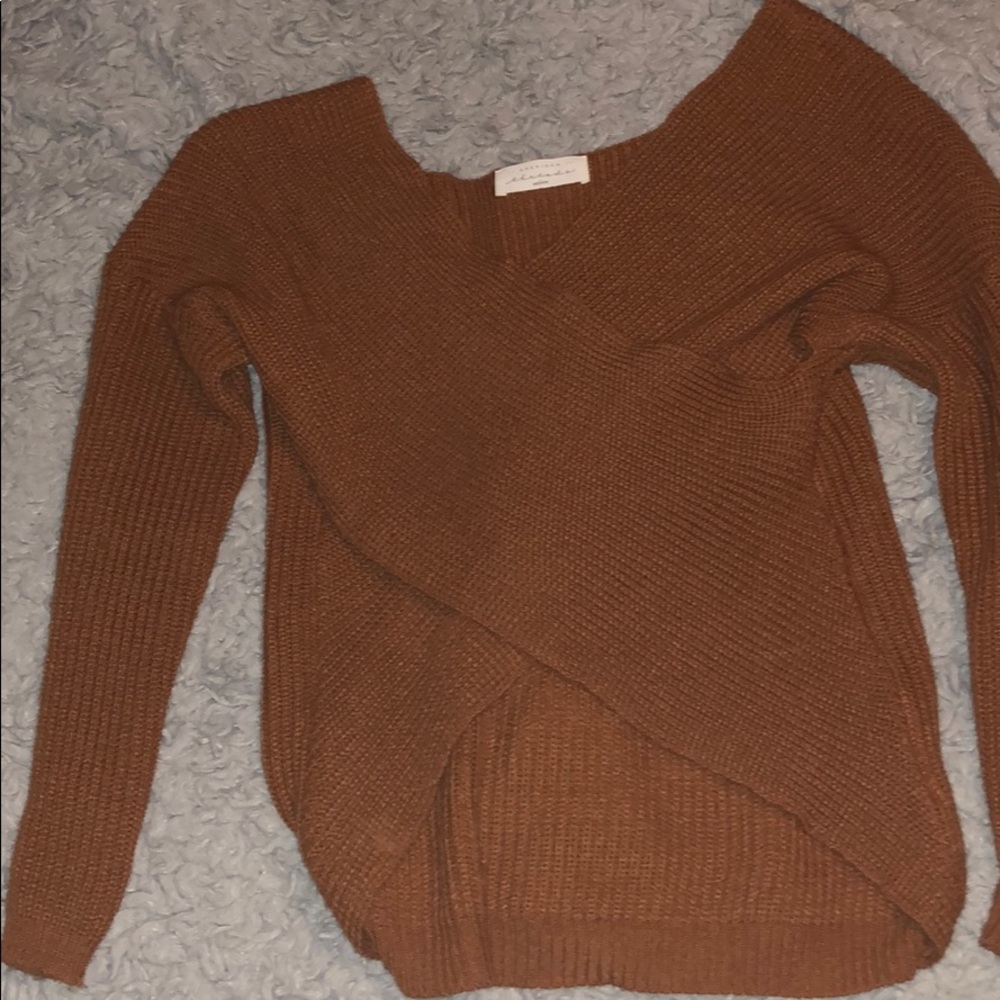 Cross front sweater